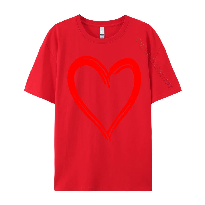 Red Heart Cool Love Heart Valentines Day Faddish Men T-Shirt Fitness Tight Simple Style Tops & Tees Pure Cotton Camis