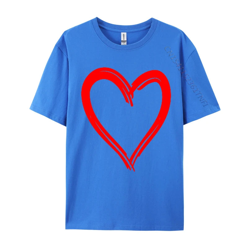 Red Heart Cool Love Heart Valentines Day Faddish Men T-Shirt Fitness Tight Simple Style Tops & Tees Pure Cotton Camis