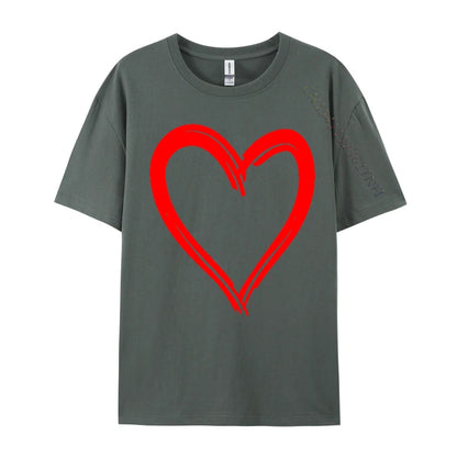 Red Heart Cool Love Heart Valentines Day Faddish Men T-Shirt Fitness Tight Simple Style Tops & Tees Pure Cotton Camis