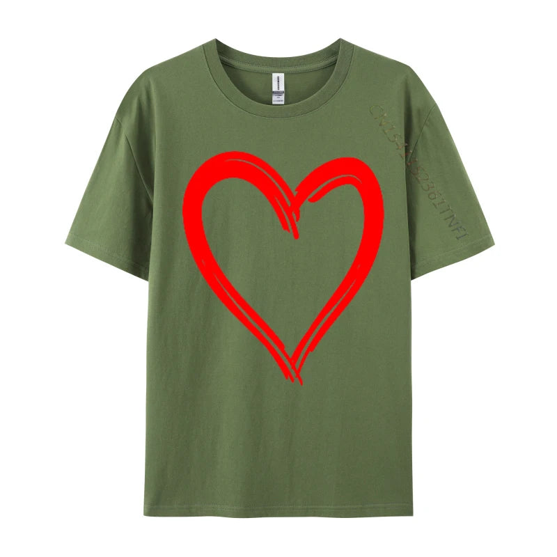 Red Heart Cool Love Heart Valentines Day Faddish Men T-Shirt Fitness Tight Simple Style Tops & Tees Pure Cotton Camis