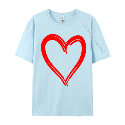 Red Heart Cool Love Heart Valentines Day Faddish Men T-Shirt Fitness Tight Simple Style Tops & Tees Pure Cotton Camis