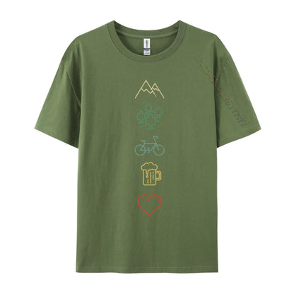 Bike Mountains Forest And Beer Mtb Mountain Bike Graphic Printed On T Shirts Mens T Shirt Valentine Day Printed On Tops T Shirt