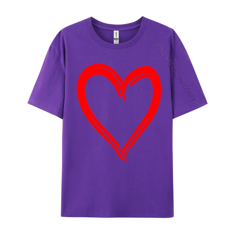 Red Heart Cool Love Heart Valentines Day Faddish Men T-Shirt Fitness Tight Simple Style Tops & Tees Pure Cotton Camis