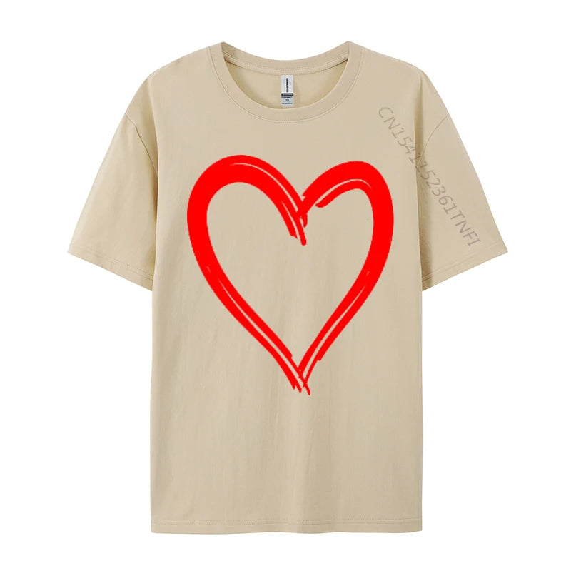 Red Heart Cool Love Heart Valentines Day Faddish Men T-Shirt Fitness Tight Simple Style Tops & Tees Pure Cotton Camis