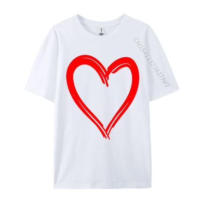 Red Heart Cool Love Heart Valentines Day Faddish Men T-Shirt Fitness Tight Simple Style Tops & Tees Pure Cotton Camis