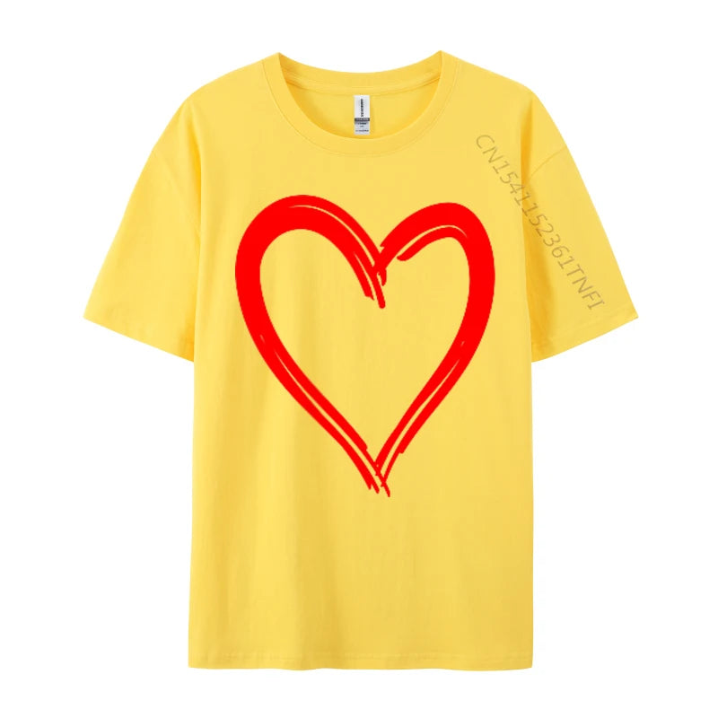 Red Heart Cool Love Heart Valentines Day Faddish Men T-Shirt Fitness Tight Simple Style Tops & Tees Pure Cotton Camis