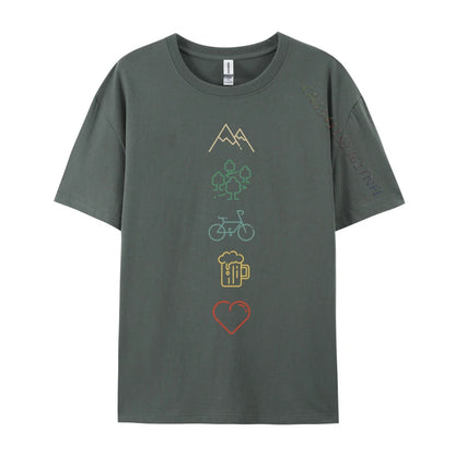 Bike Mountains Forest And Beer Mtb Mountain Bike Graphic Printed On T Shirts Mens T Shirt Valentine Day Printed On Tops T Shirt