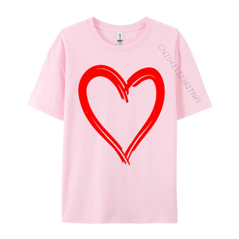 Red Heart Cool Love Heart Valentines Day Faddish Men T-Shirt Fitness Tight Simple Style Tops & Tees Pure Cotton Camis