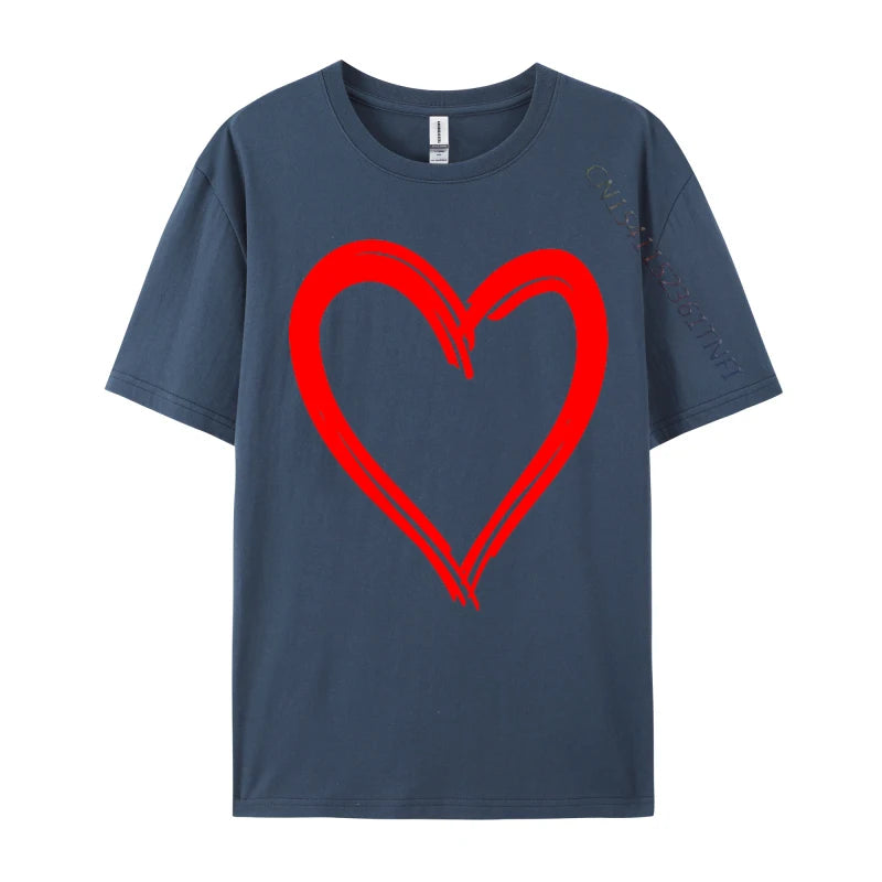 Red Heart Cool Love Heart Valentines Day Faddish Men T-Shirt Fitness Tight Simple Style Tops & Tees Pure Cotton Camis