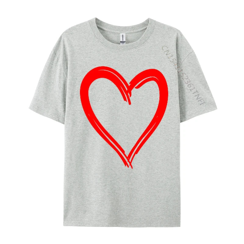 Red Heart Cool Love Heart Valentines Day Faddish Men T-Shirt Fitness Tight Simple Style Tops & Tees Pure Cotton Camis