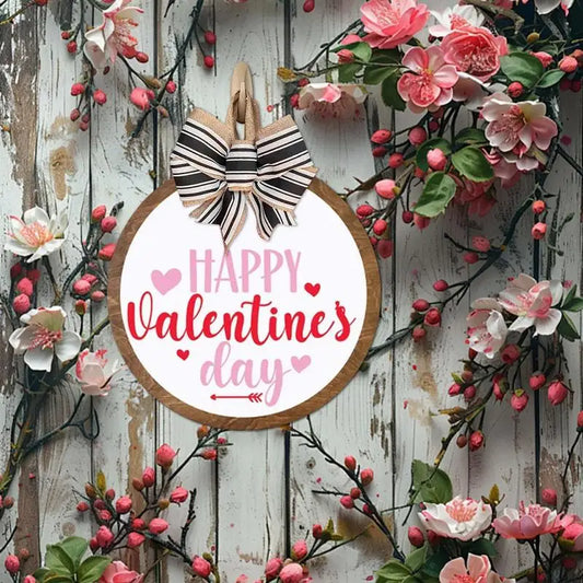 Happy Valentines Day Door Sign Valentine's Day Door Decorations Rustic Wooden Wall Plate Sign Love Front Doorplate With